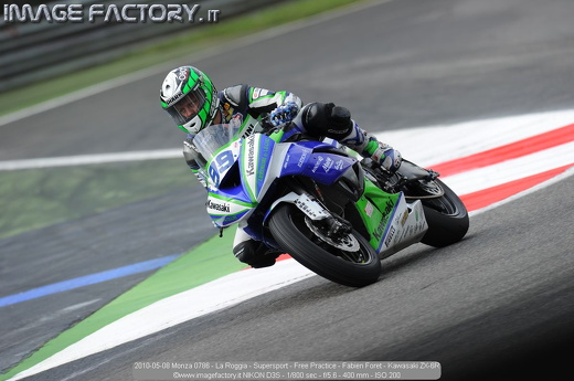 2010-05-08 Monza 0786 - La Roggia - Supersport - Free Practice - Fabien Foret - Kawasaki ZX-6R